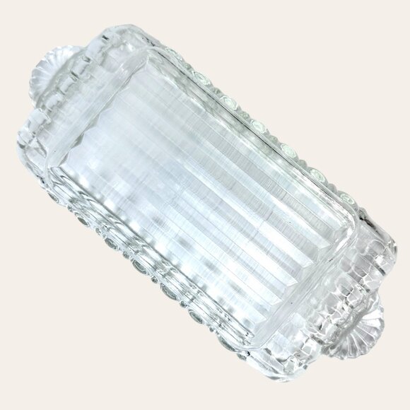 Anchor Hocking Glass A560 Relish Dish Vanity Fan Handles Scalloped Edges USA - Picture 3 of 10